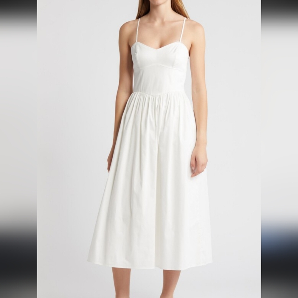 French Connection Elegant White Spaghetti Strap Dress